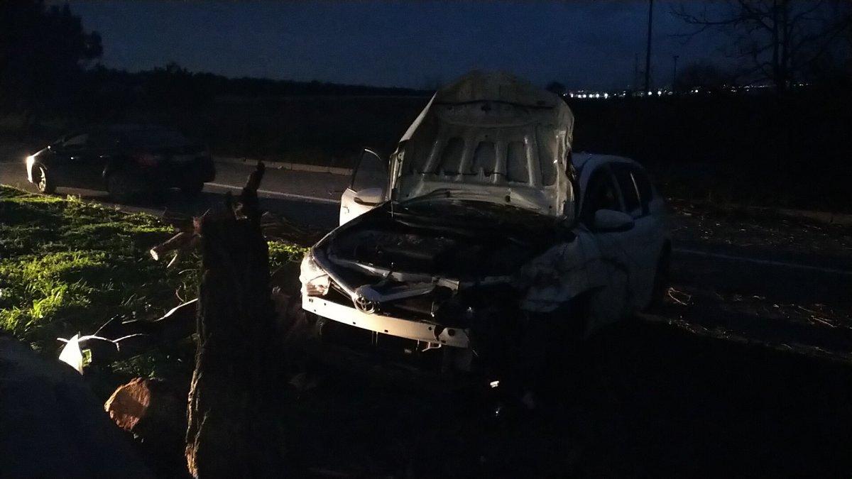 Kocaeli'de polis, köpeğe çarpmamak için kaza yaptı