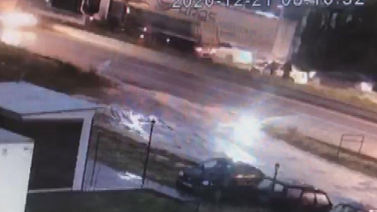 Çatalca'da kadın sürücünün hayatını kaybettiği feci kaza kamerada