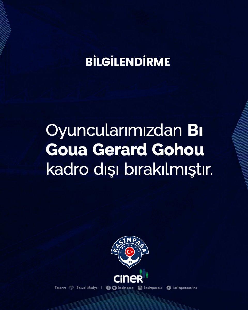 Kasımpaşa'da Gerard Gohou kadro dışı bırakıldı