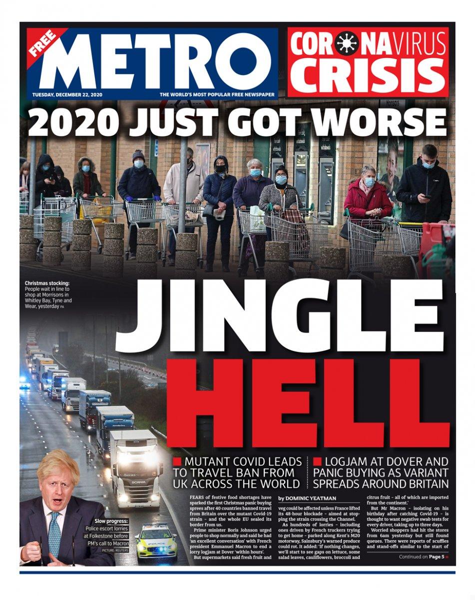 İngiliz basınında koronavirüs mutasyonu manşetleri