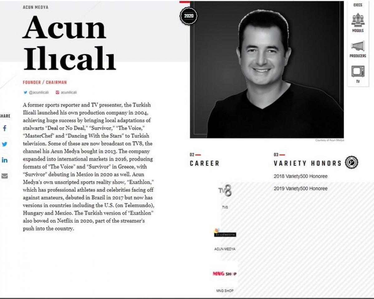 Acun Ilıcalı En Etkili 500 İş İnsanı listesinde