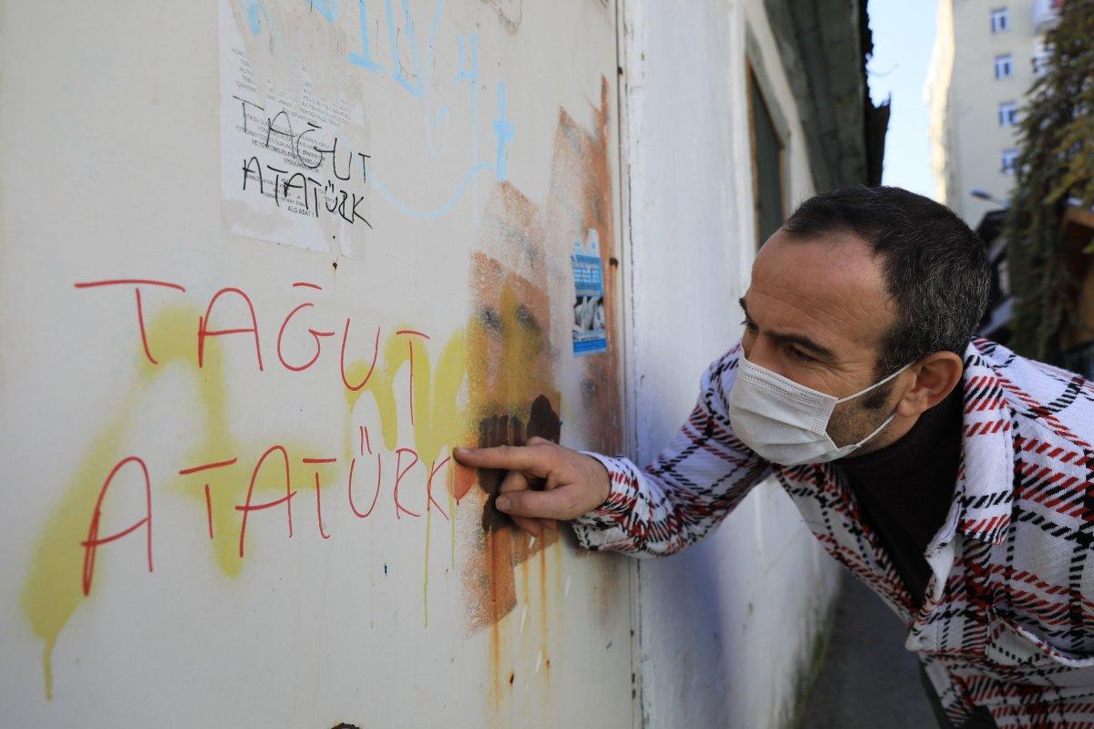 Antalya'da 'Tağut Atatürk' yazan şüpheli gözaltına alındı