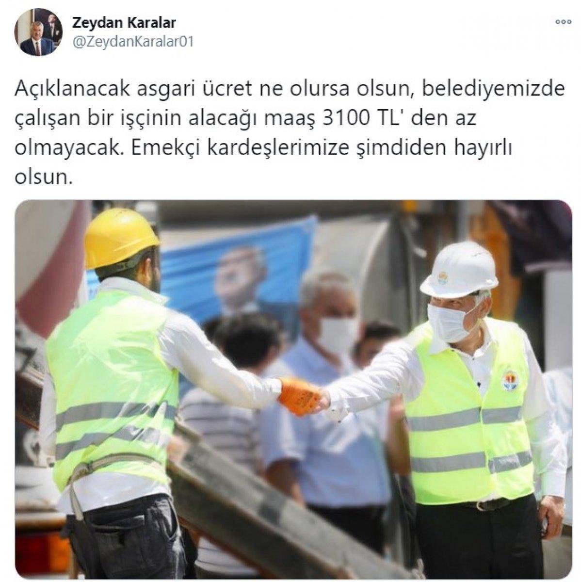Zeydan Karalar: Belediye çalışanlarının maaşları, en az 3 bin 100 TL olacak