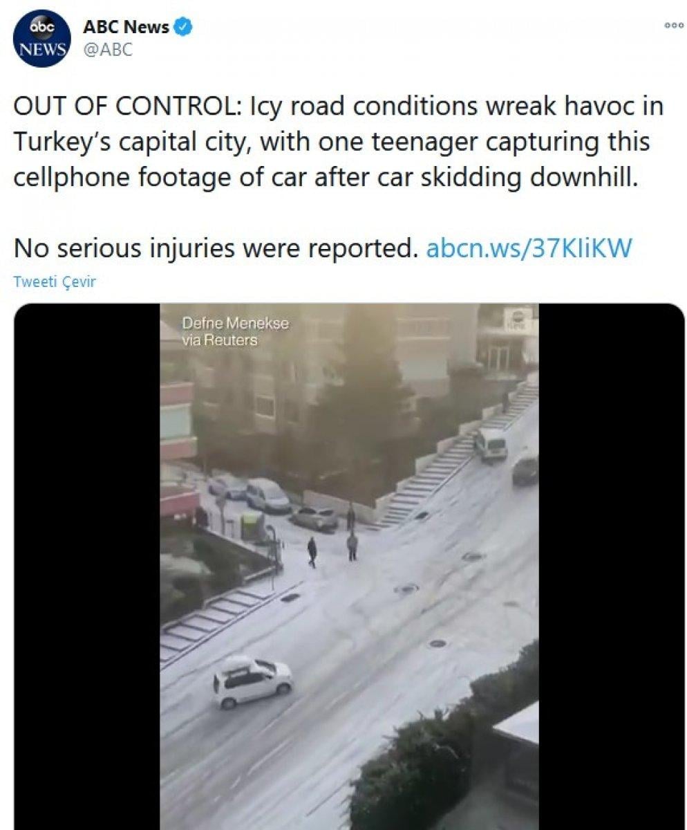 Ankara'daki kaygan yollar dünya basınında alay konusu oldu