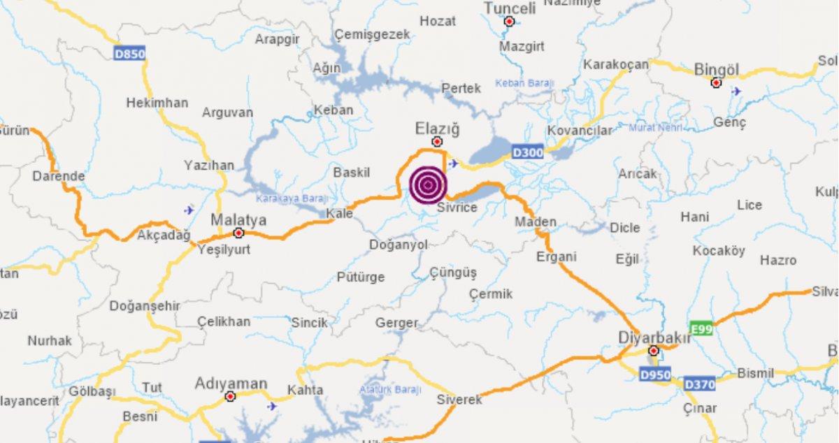 Elazığ'da 5.3 büyüklüğünde deprem
