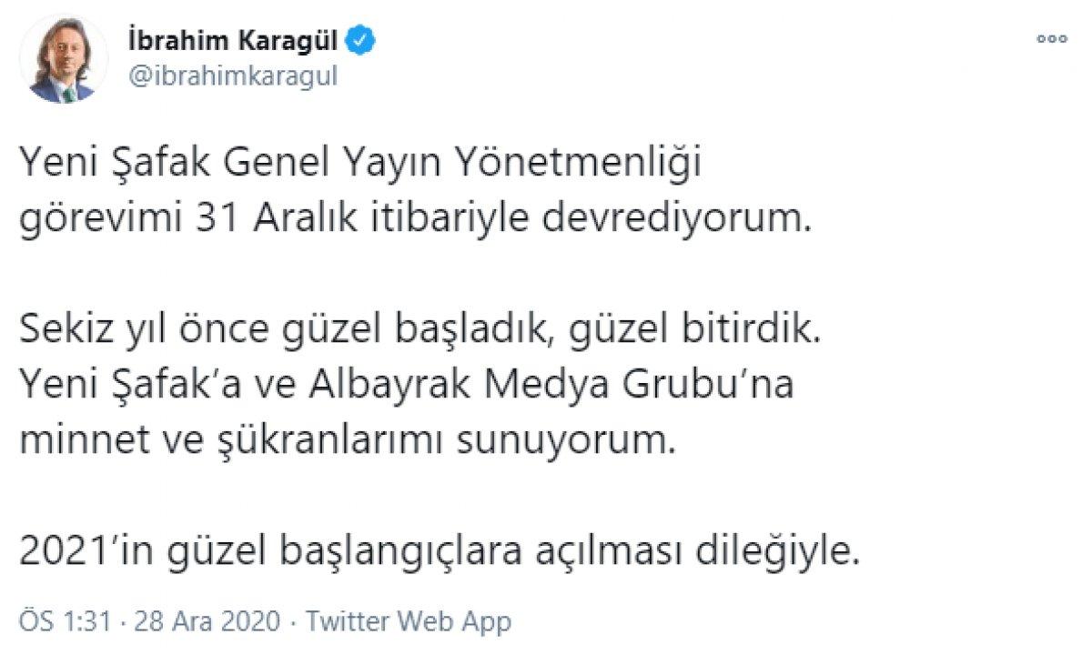 İbrahim Karagül, Yeni Şafak'taki görevinden istifa etti