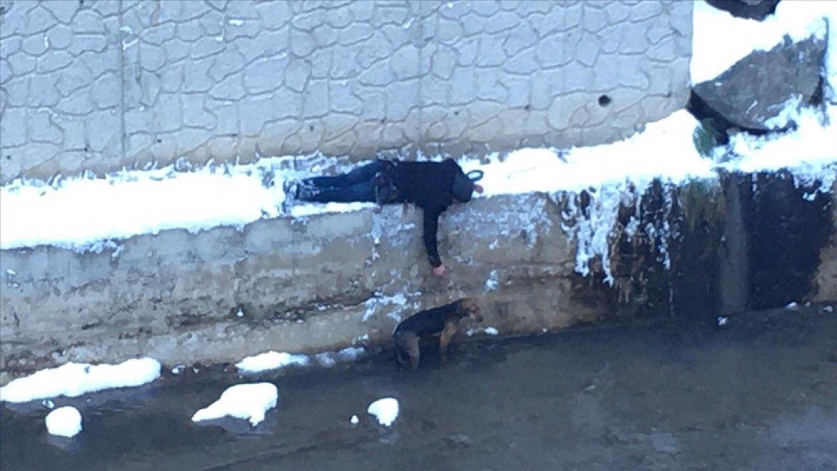 Gümüşhane'de çaya düşen köpeği kurtaran genç, o anları anlattı