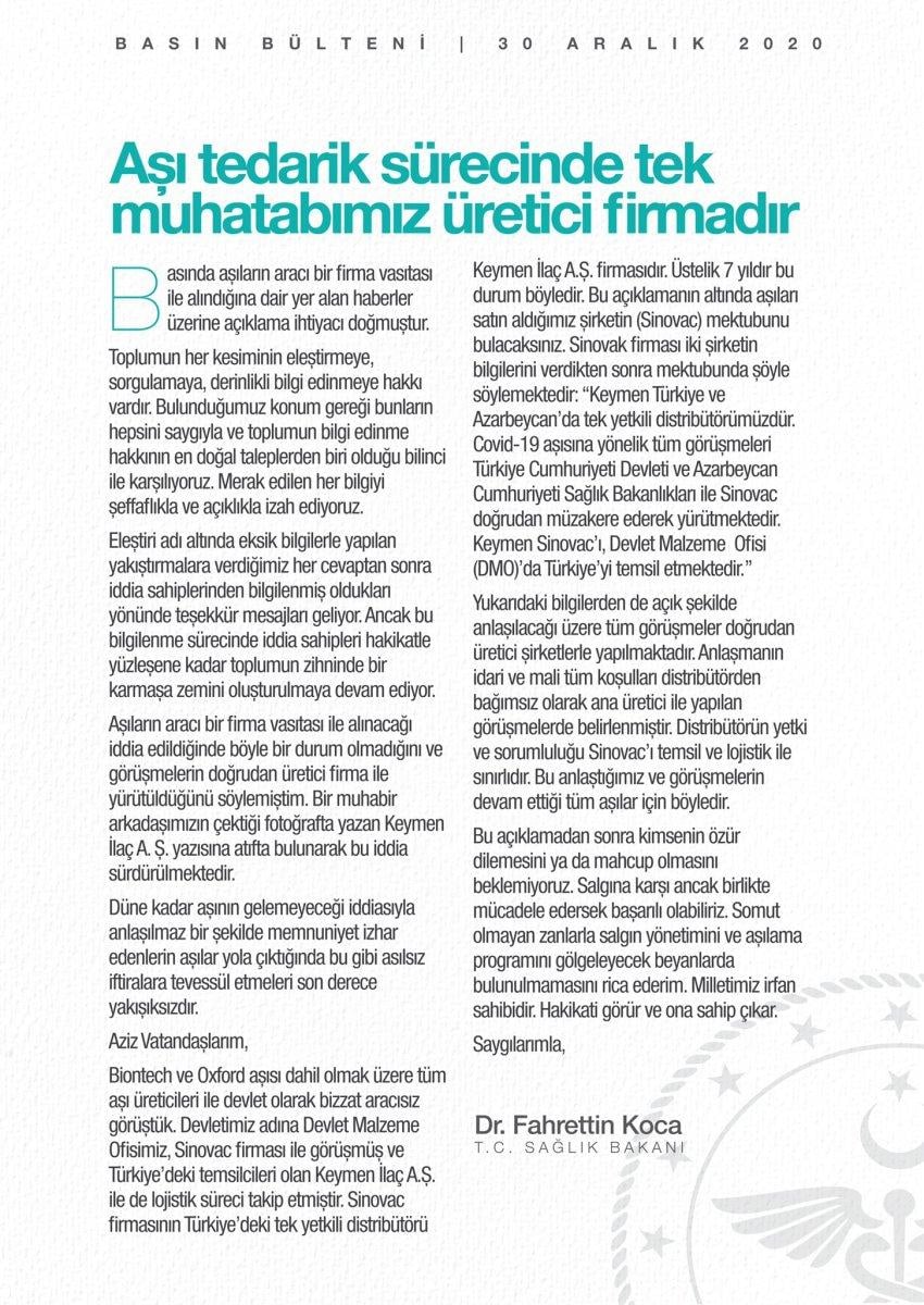 Sağlık Bakanı Koca: Aşıda muhatabımız üretici firmadır