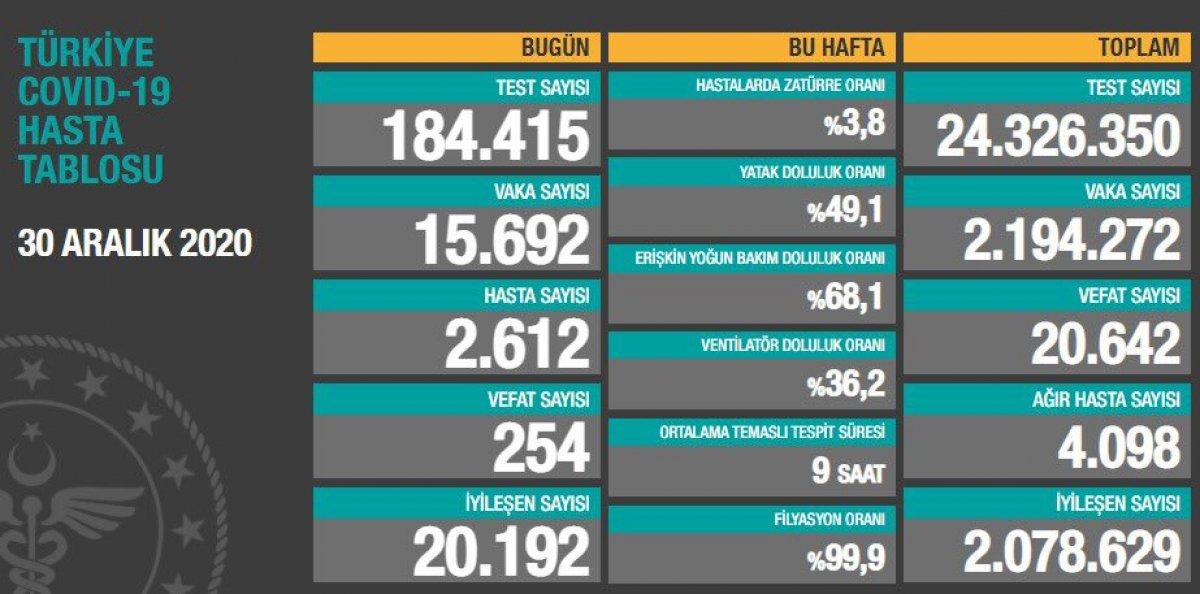 30 Aralık Türkiye'de koronavirüs raporu