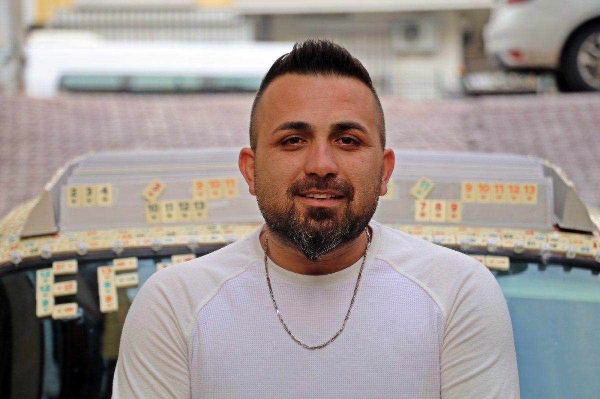 Antalya’da iddiayı kaybedince aracını okey taşlarıyla kaplattı