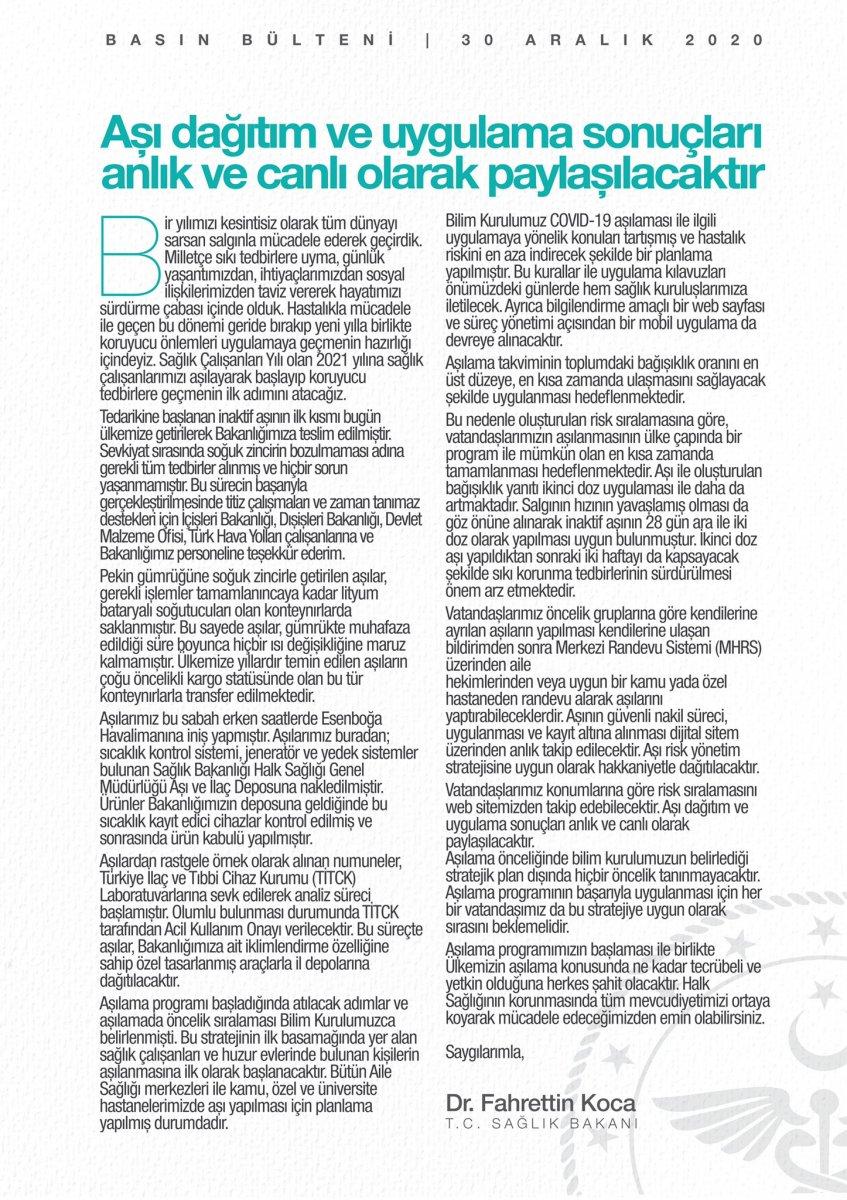 Bakan Koca'dan aşı uygulamasına ilişkin yeni açıklama