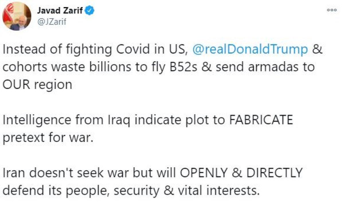 Cevad Zarif: ABD, savaş bahanesi için komplo kuruyor