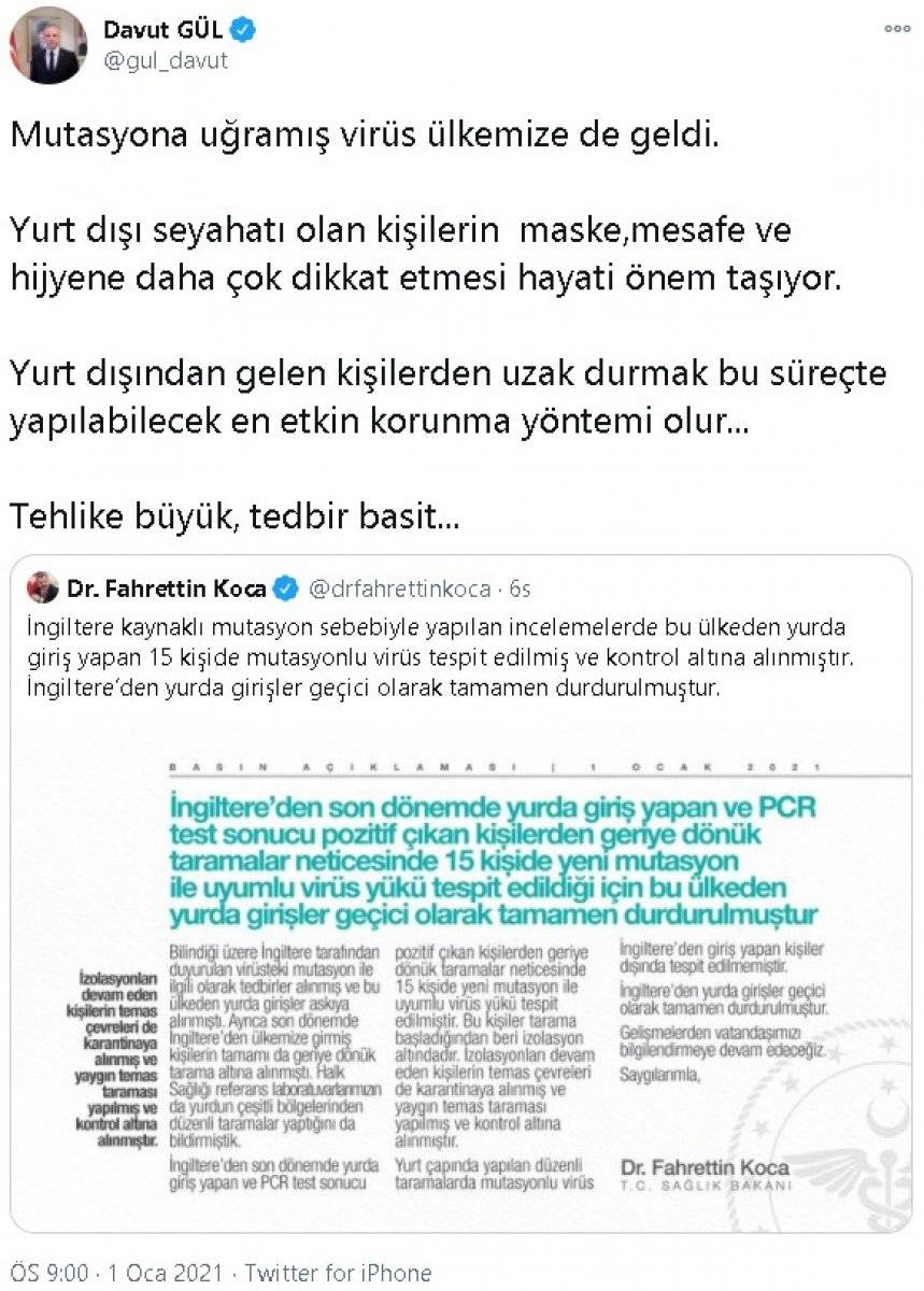 Mutasyonlu virüsü taşıyan hastaların bulunduğu iller