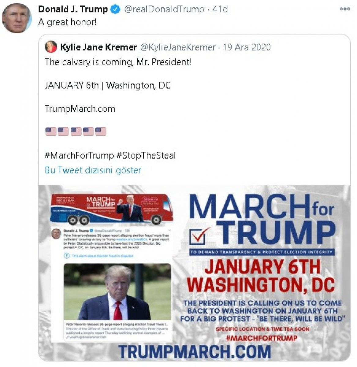 Trump, 6 Ocak’ta büyük protesto mitingi mesajı verdi