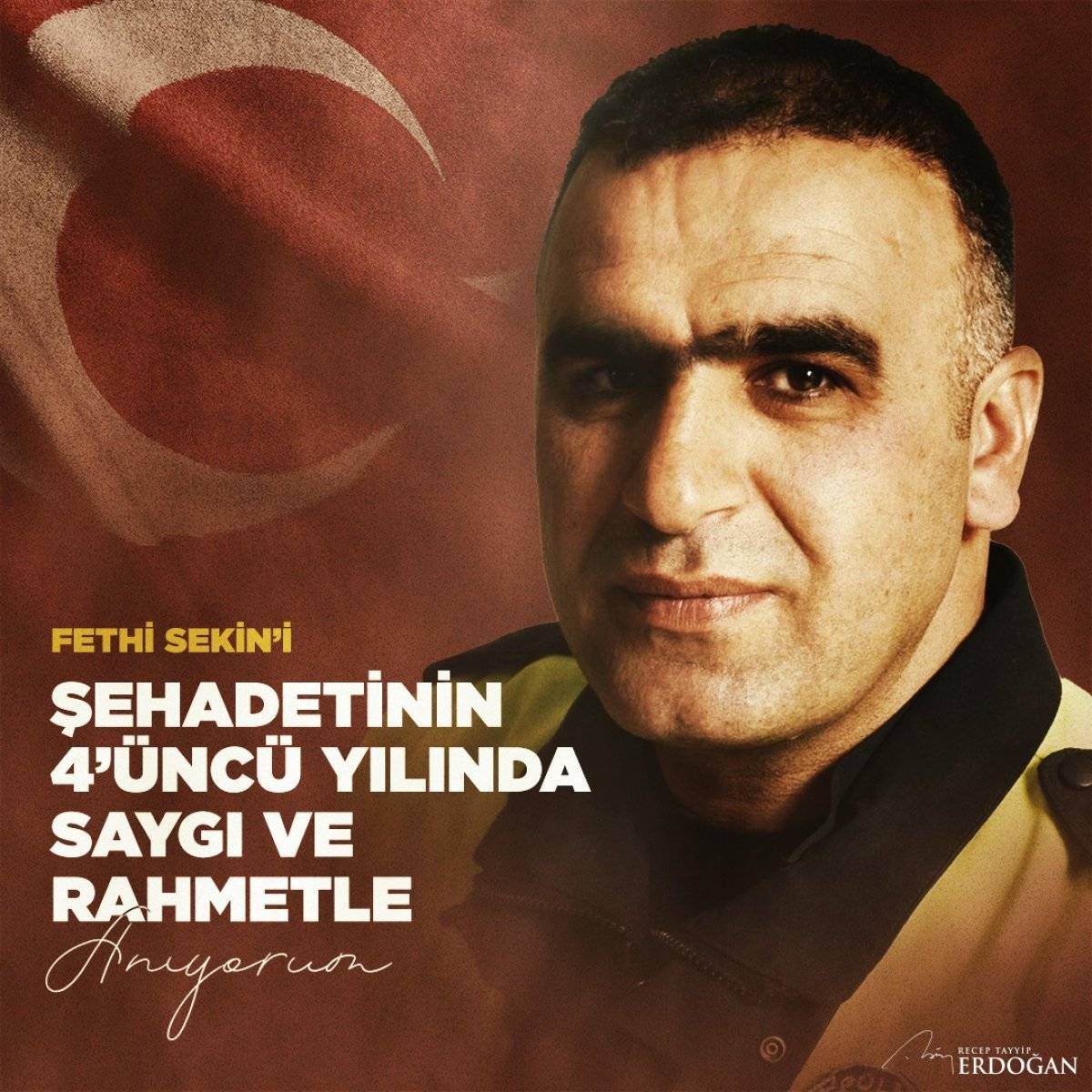 Cumhurbaşkanı Erdoğan'dan, Şehit Fethi Sekin paylaşımı