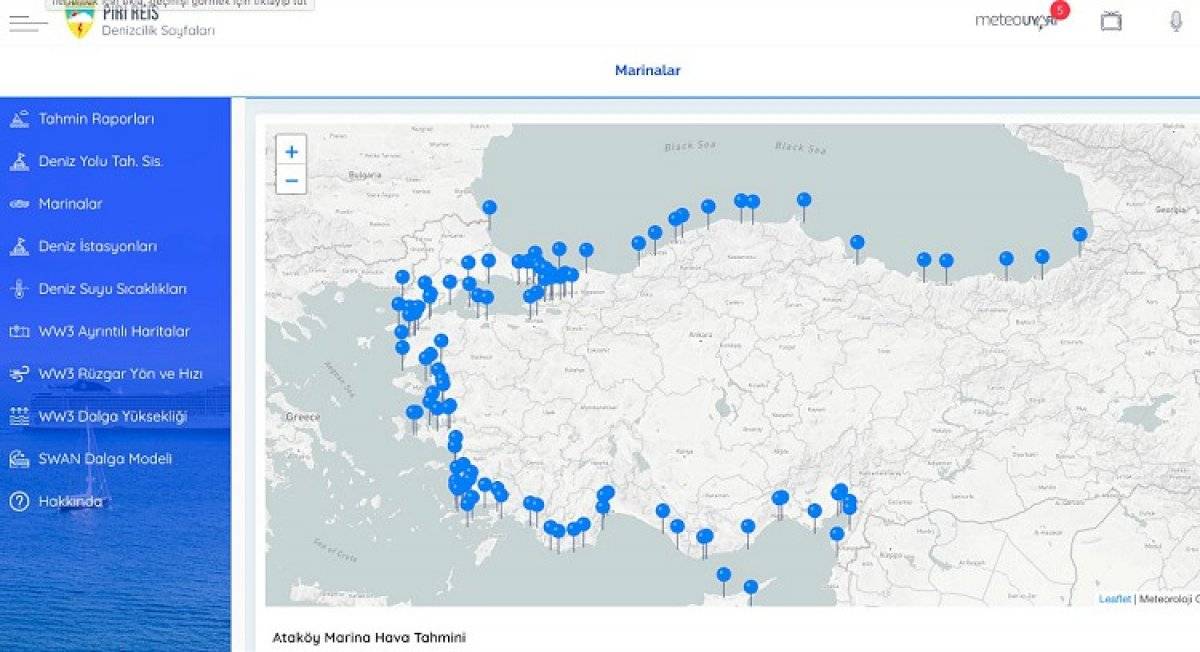Denizciler için meteorolojik bilgiler tek sayfada toplandı