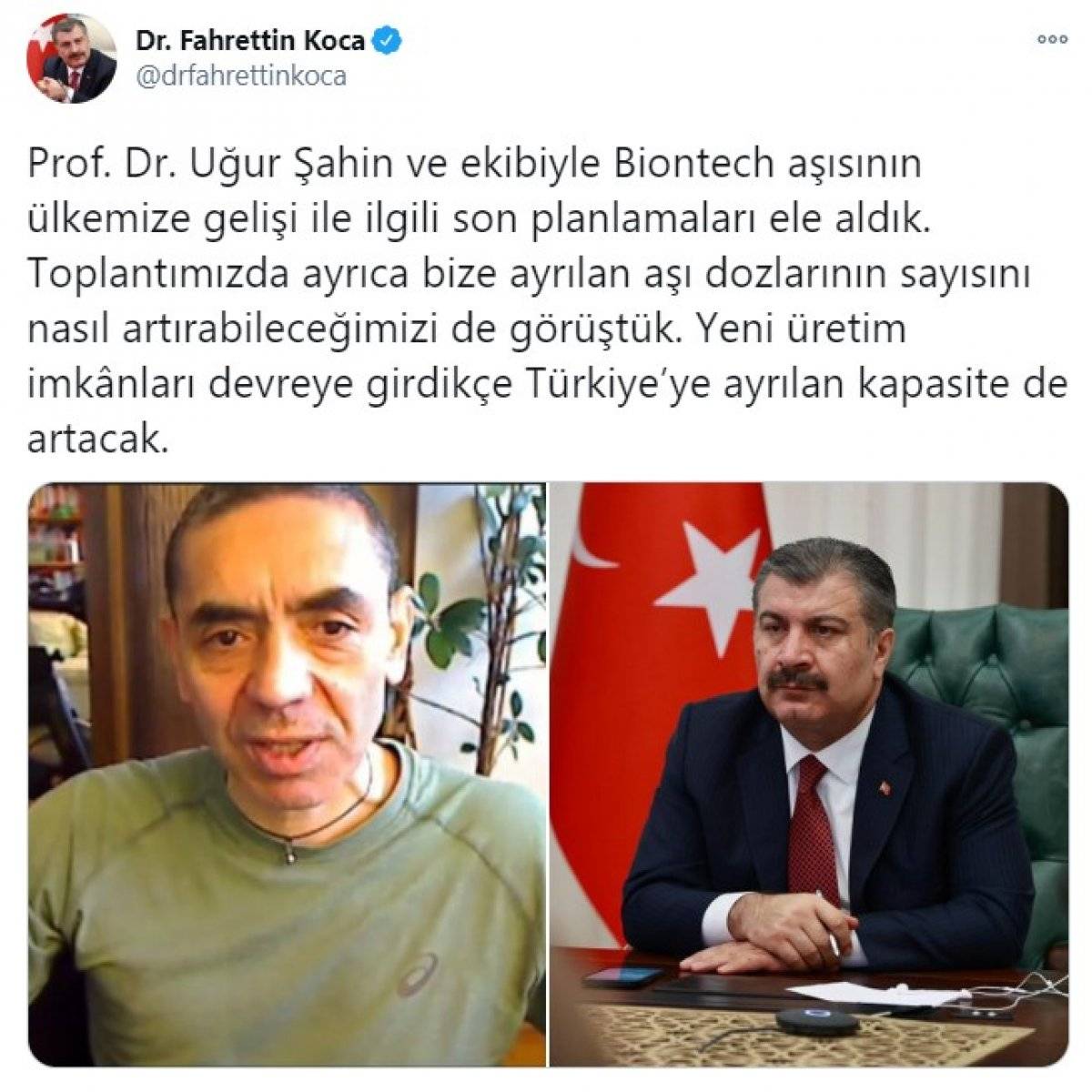 Fahrettin Koca: Uğur şahin ve ekibiyle görüştük
