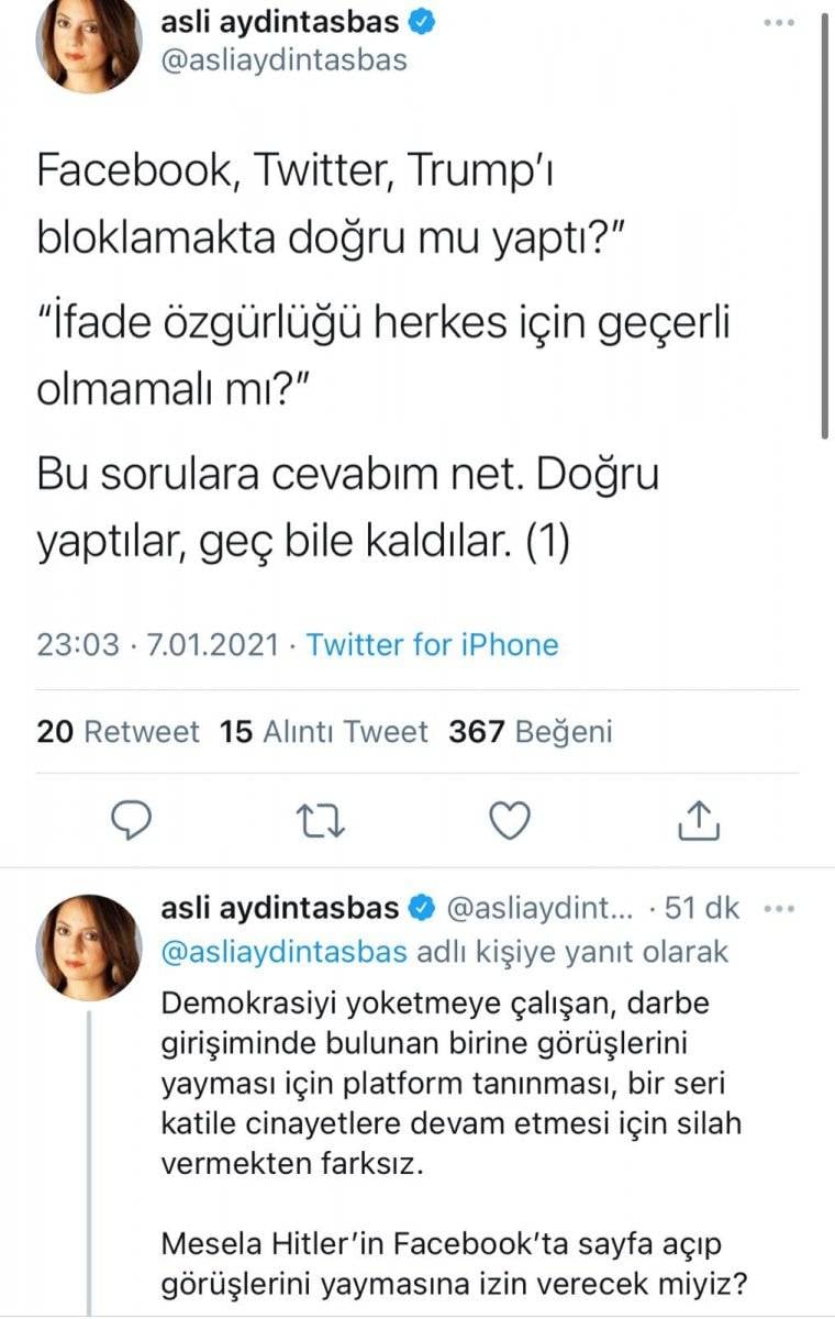Aslı Aydıntaşbaş: İfade özgürlüğü herkes için olmamalı
