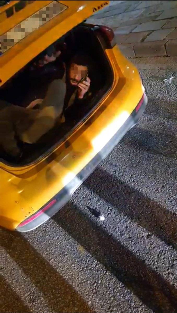 Ankara'da ceza yememek için taksinin bagajına saklandı