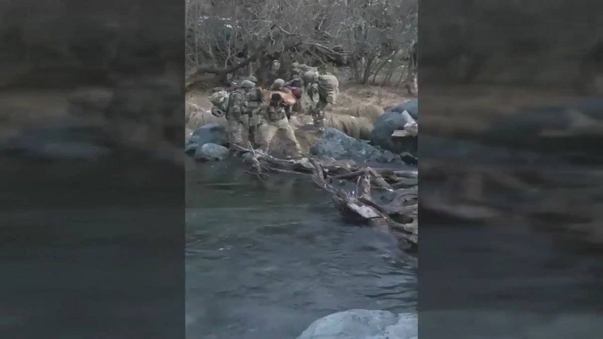 Hakurk'taki Mehmetçik, köpeğin nehri geçmesine yardımcı oldu