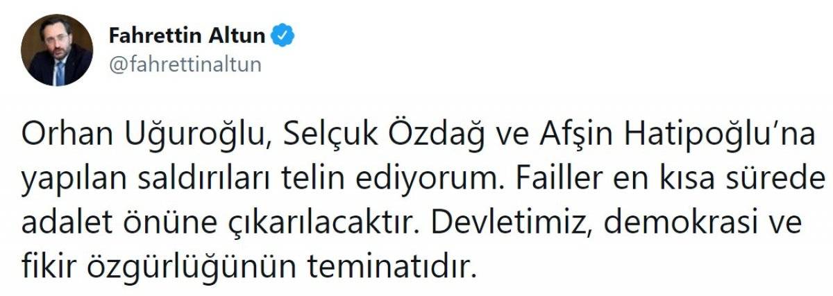 Fahrettin Altun, 3 isme yapılan saldırıya ilişkin açıklama yaptı