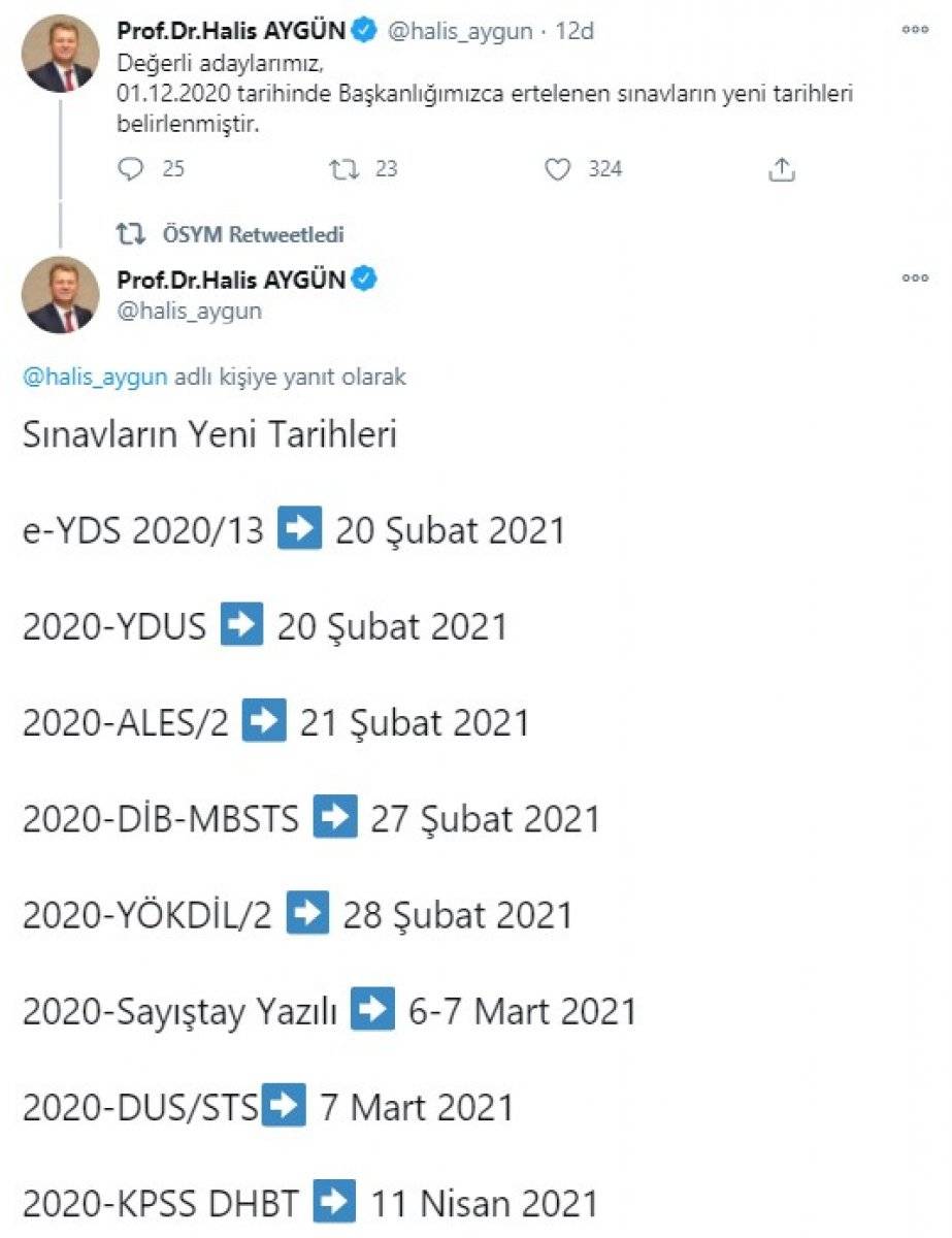 ÖSYM 2021 yılı sınav takvimi açıklandı
