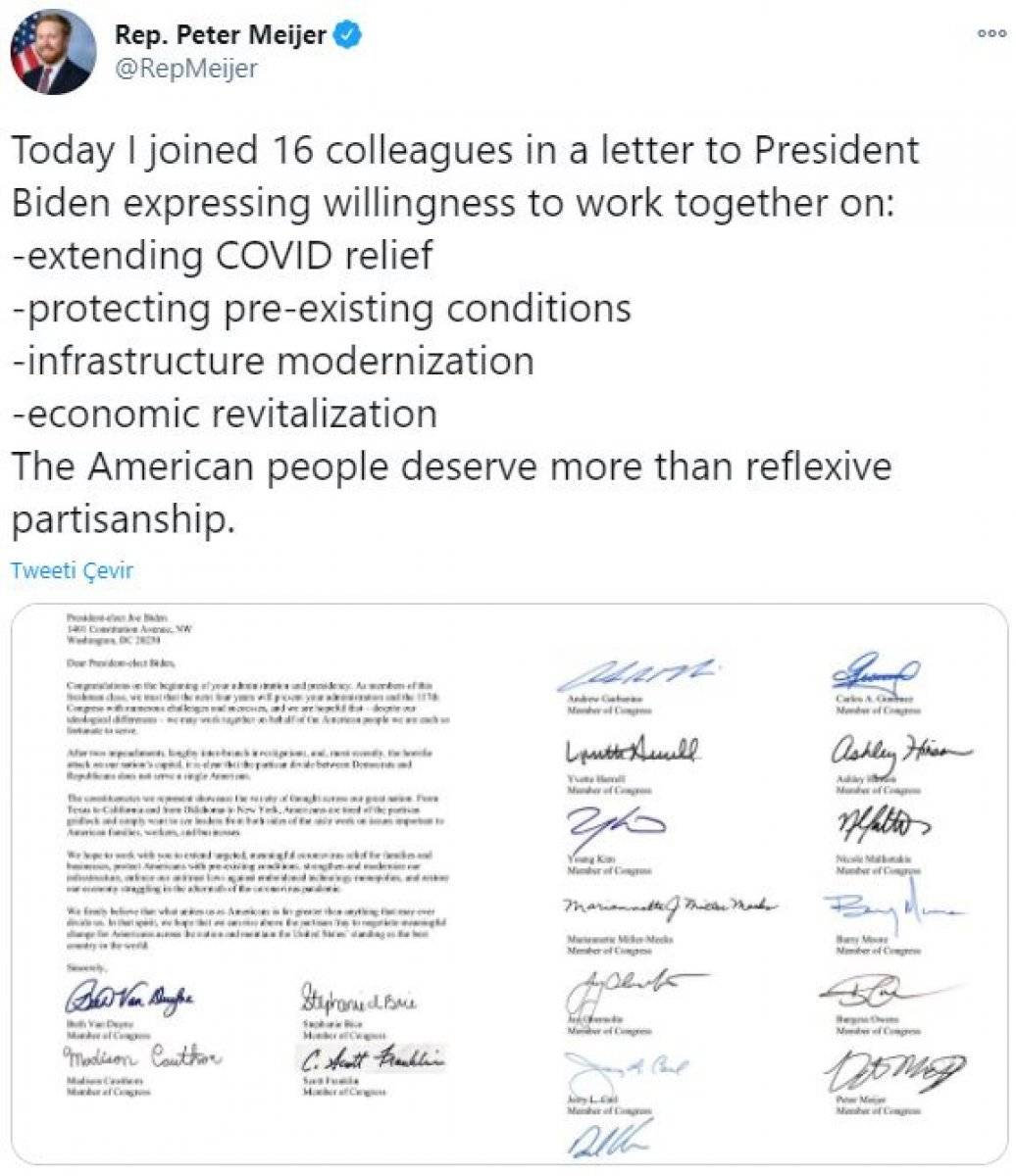 Cumhuriyetçilerden Joe Biden'a birlikte çalışma sözü