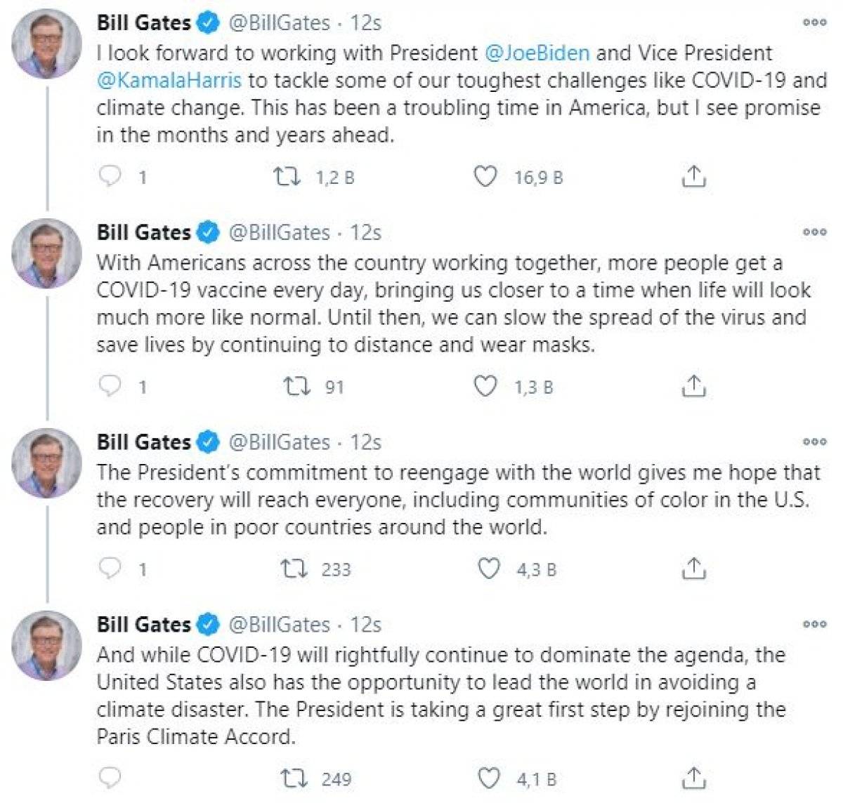 Bill Gates: Joe Biden ile koronavirüs konusunda çalışmaya hazırım