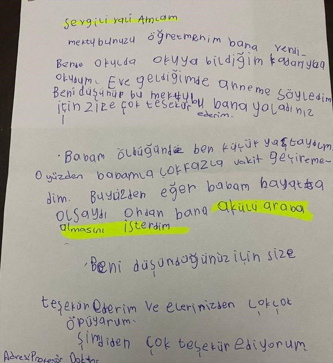 Ordu Valisi Sonel, mektup yazdığı yetim çocukların isteklerini yerine getirdi