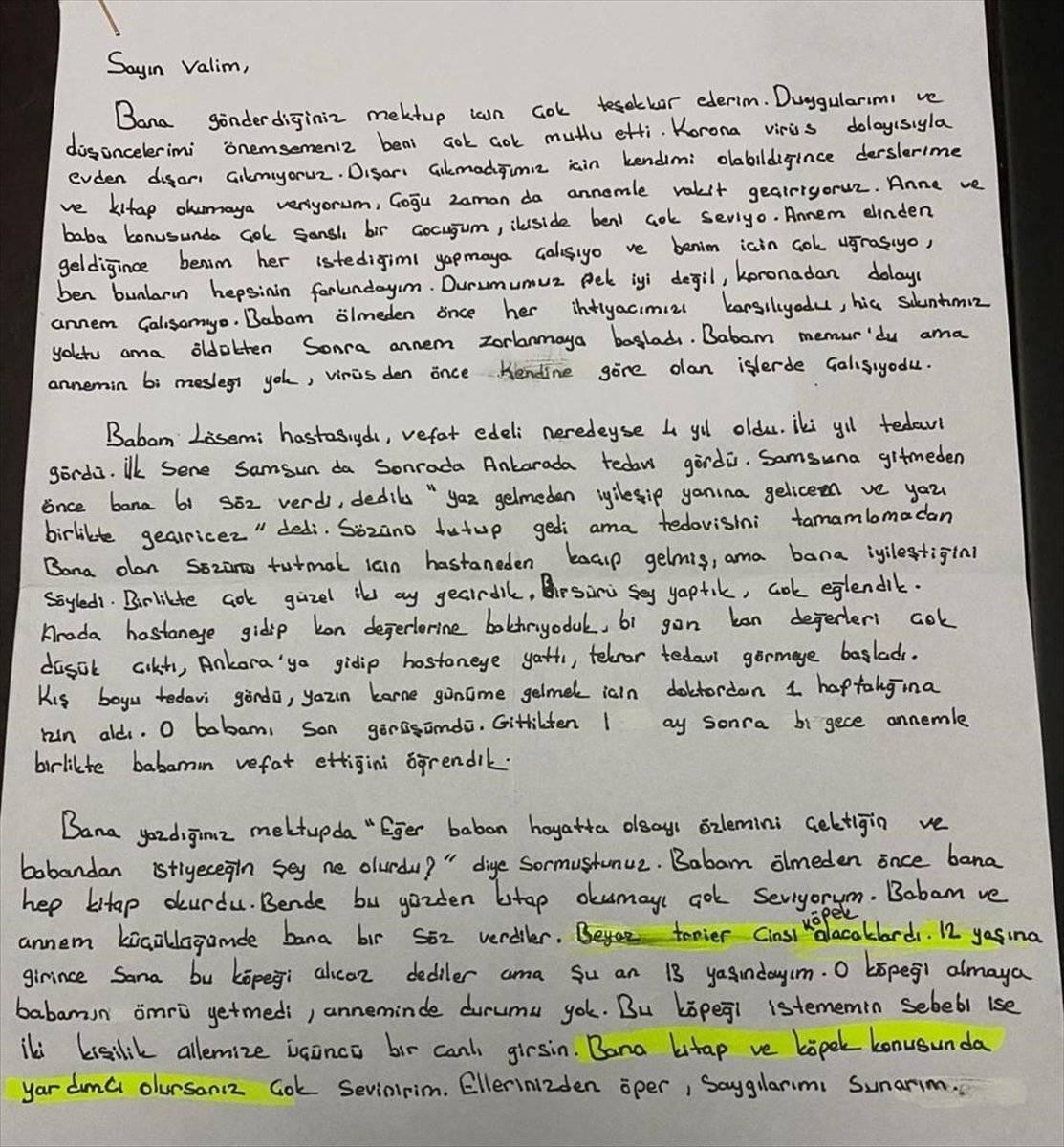 Ordu Valisi Sonel, mektup yazdığı yetim çocukların isteklerini yerine getirdi