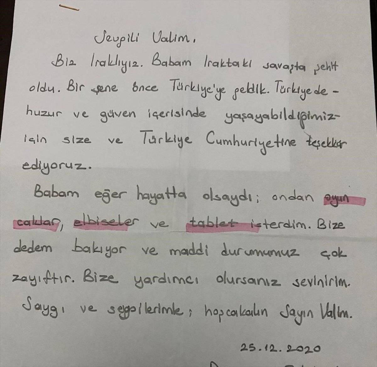 Ordu Valisi Sonel, mektup yazdığı yetim çocukların isteklerini yerine getirdi
