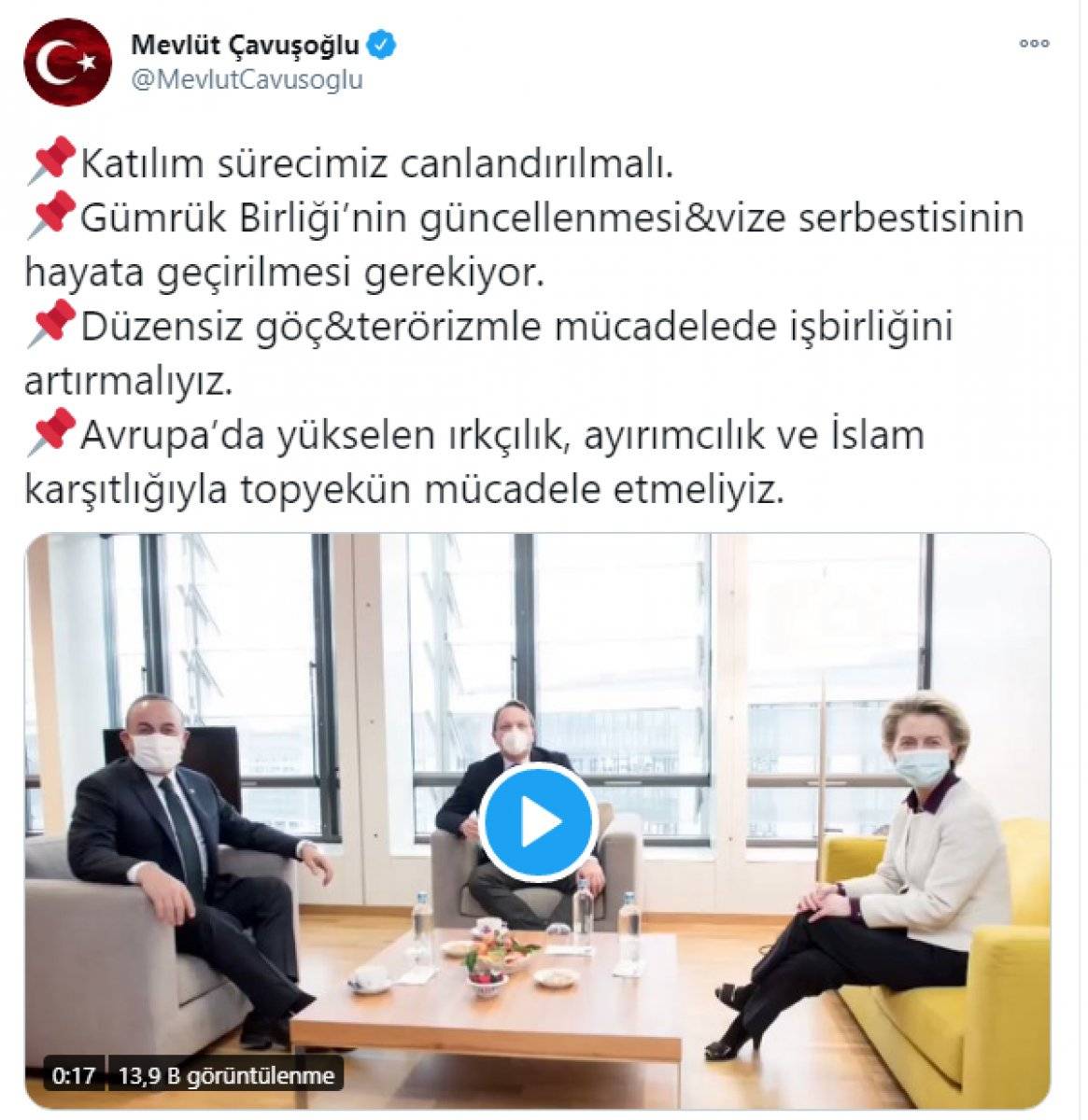 Çavuşoğlu: AB'ye katılım sürecimiz canlandırılmalı