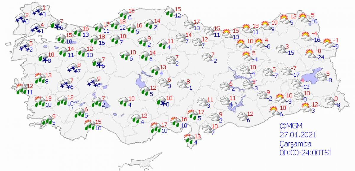 Beklenen kar Trakya'dan giriş yaptı