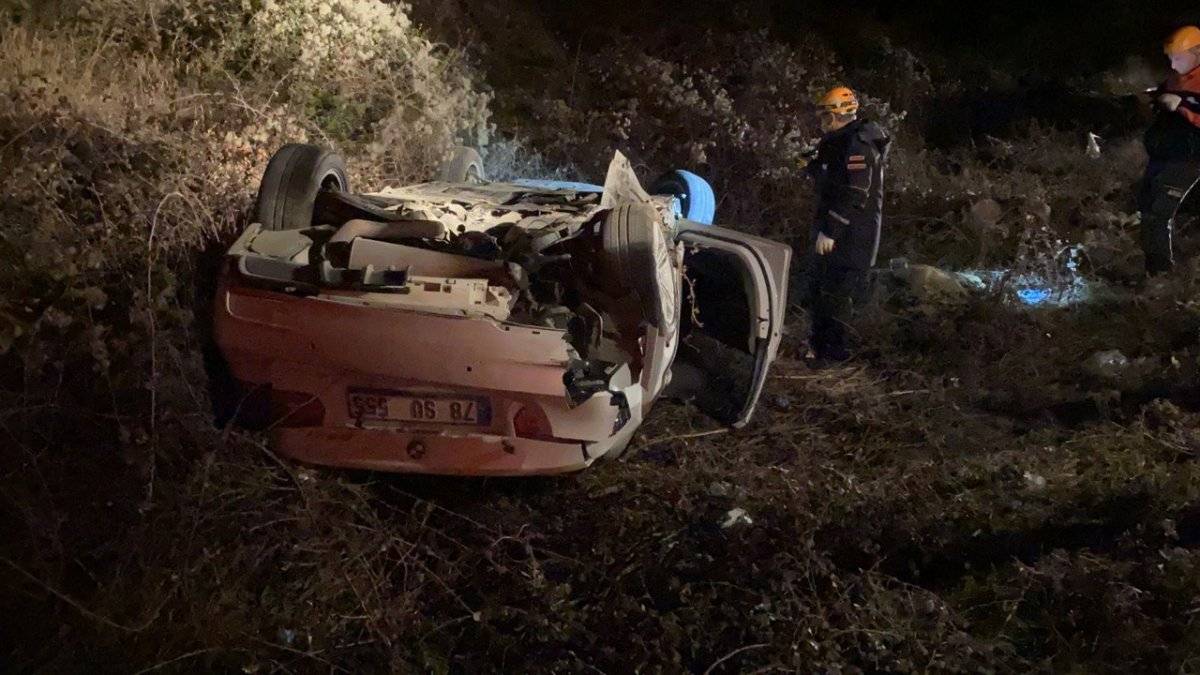 Karabük’te ehliyetsiz sürücünün otomobili takla attı