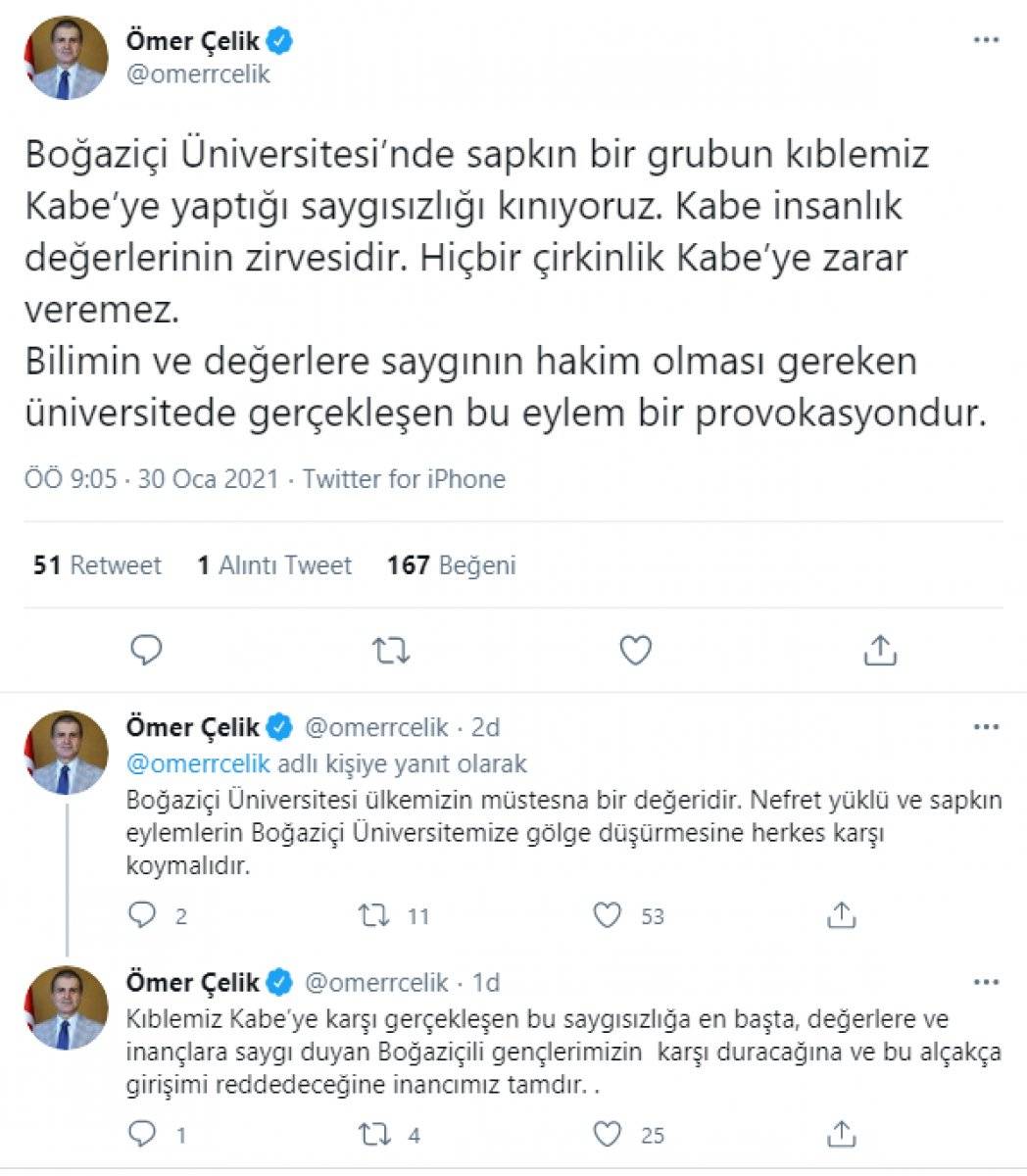 Ömer Çelik: Hiçbir çirkinlik Kabe'ye zarar veremez