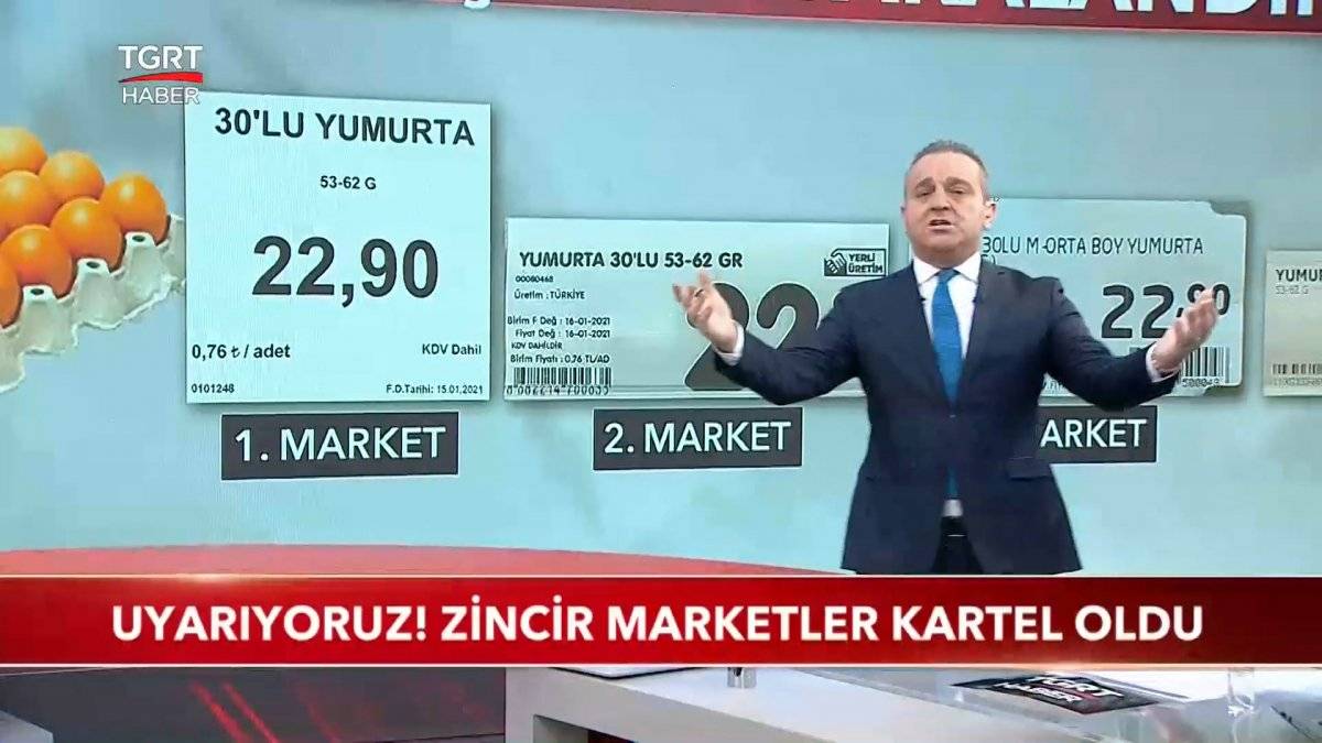 TGRT Haber'den yumurta haberi: Zincir marketler kartel oldu