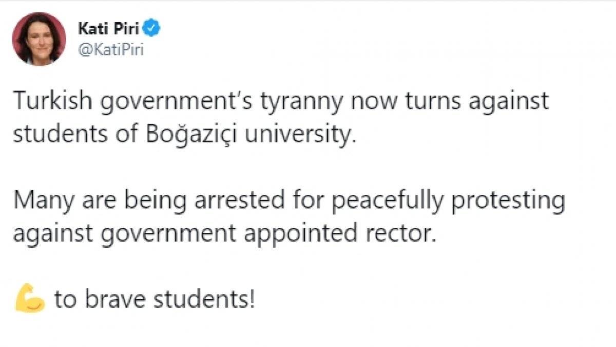 Kati Piri'den Boğaziçi protestolarına destek