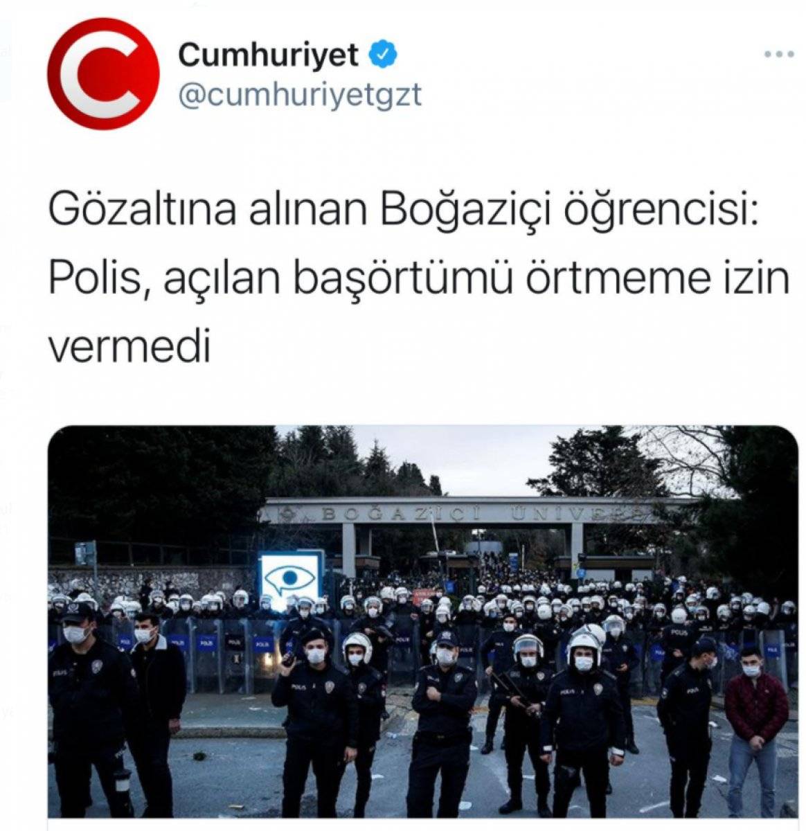 Emniyet, gözaltına alınan başörtülü öğrencinin görüntülerini paylaştı