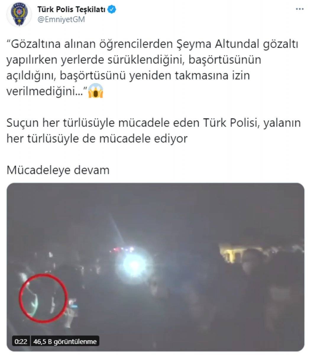 Emniyet, gözaltına alınan başörtülü öğrencinin görüntülerini paylaştı