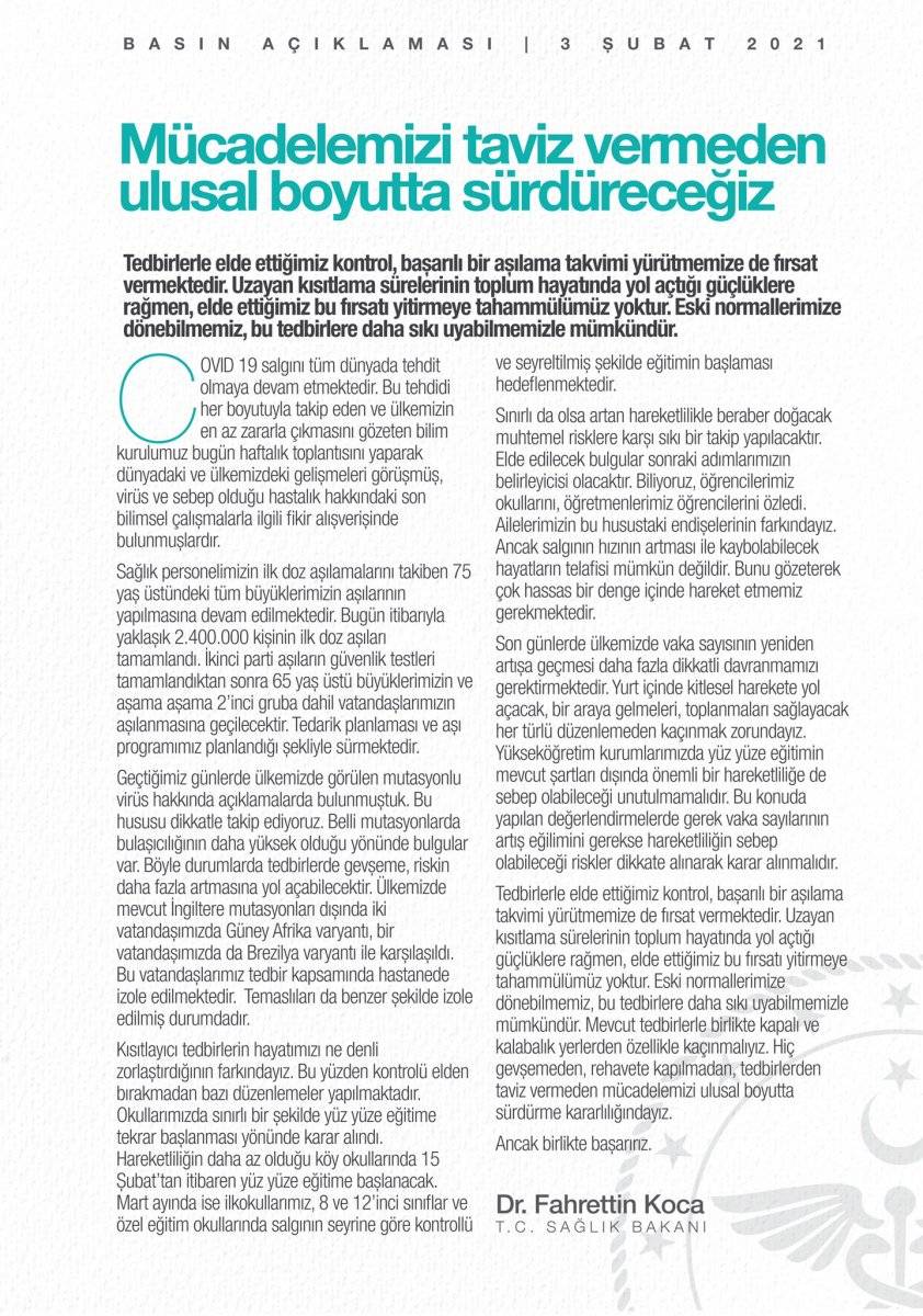 Fahrettin Koca: Aşılama çalışmaları ve hastalığın seyri gözden geçirildi