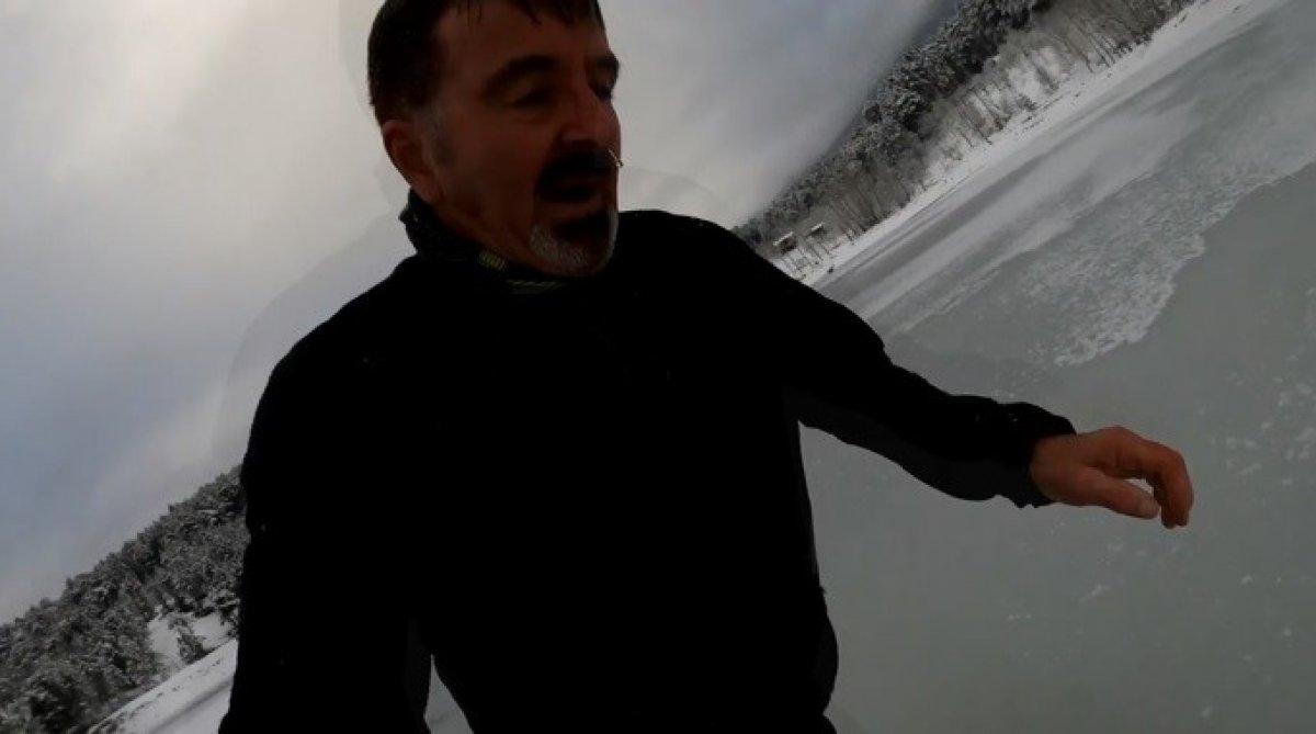 Bursalı dağcı, buz kırılınca suya düştü