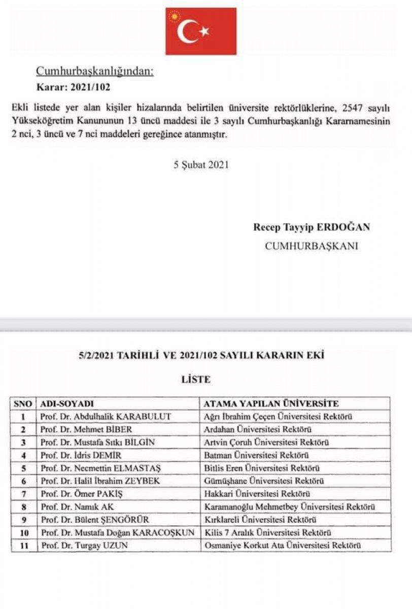 Cumhurbaşkanı Erdoğan 11 üniversiteye rektör ataması yaptı
