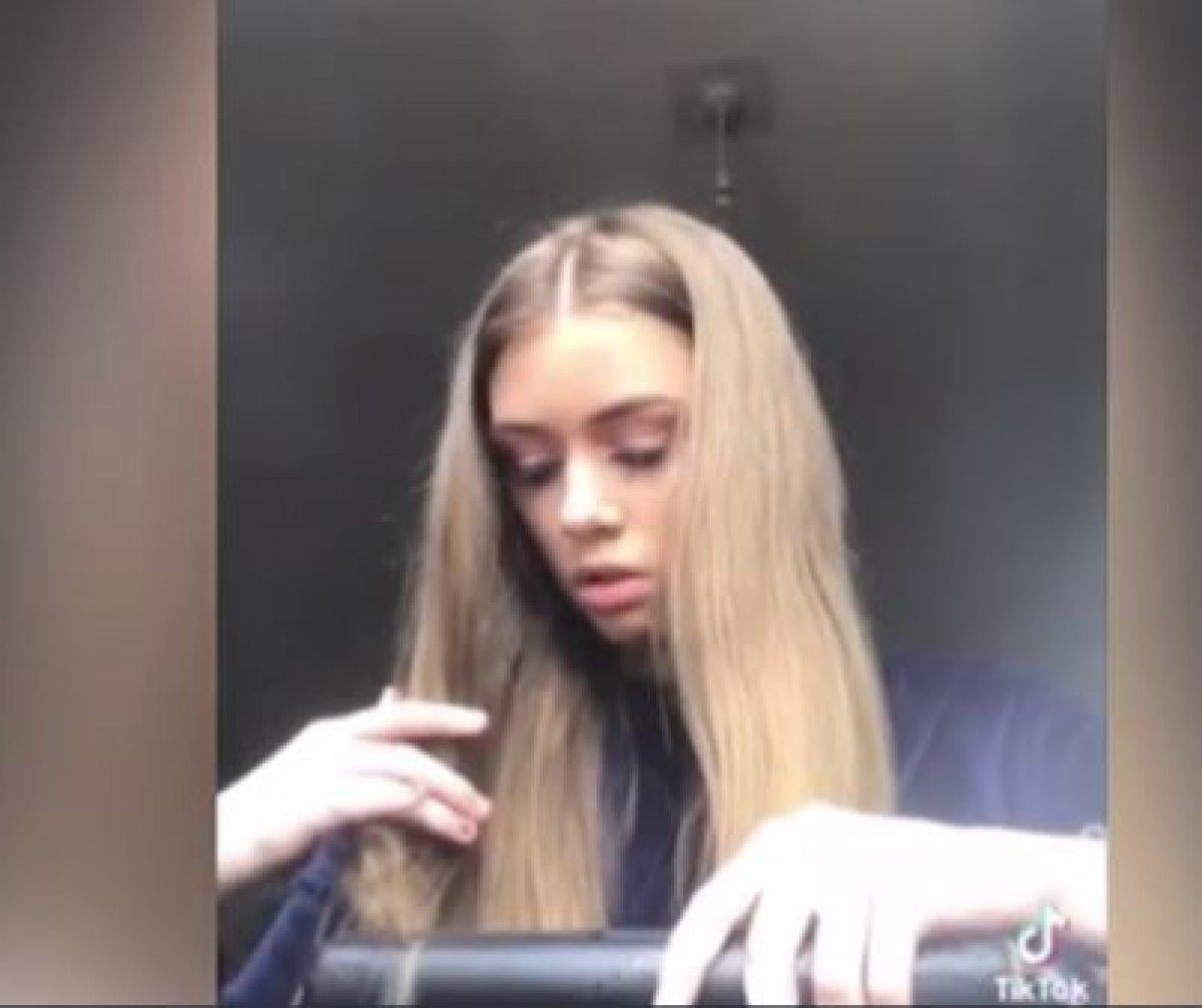 Düzleştiricisi ile TikTok videosu çekerken saçlarını yaktı