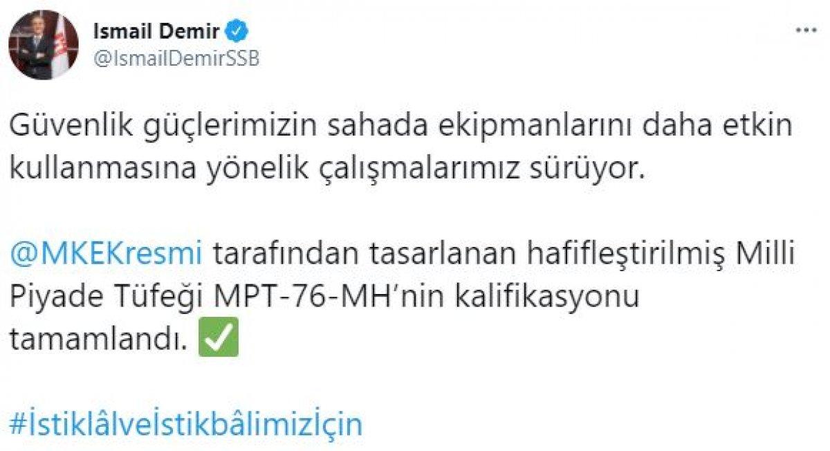 Hafifleştirilen Milli Piyade Tüfeği MPT-76-MH, kullanıma hazır hale getirildi