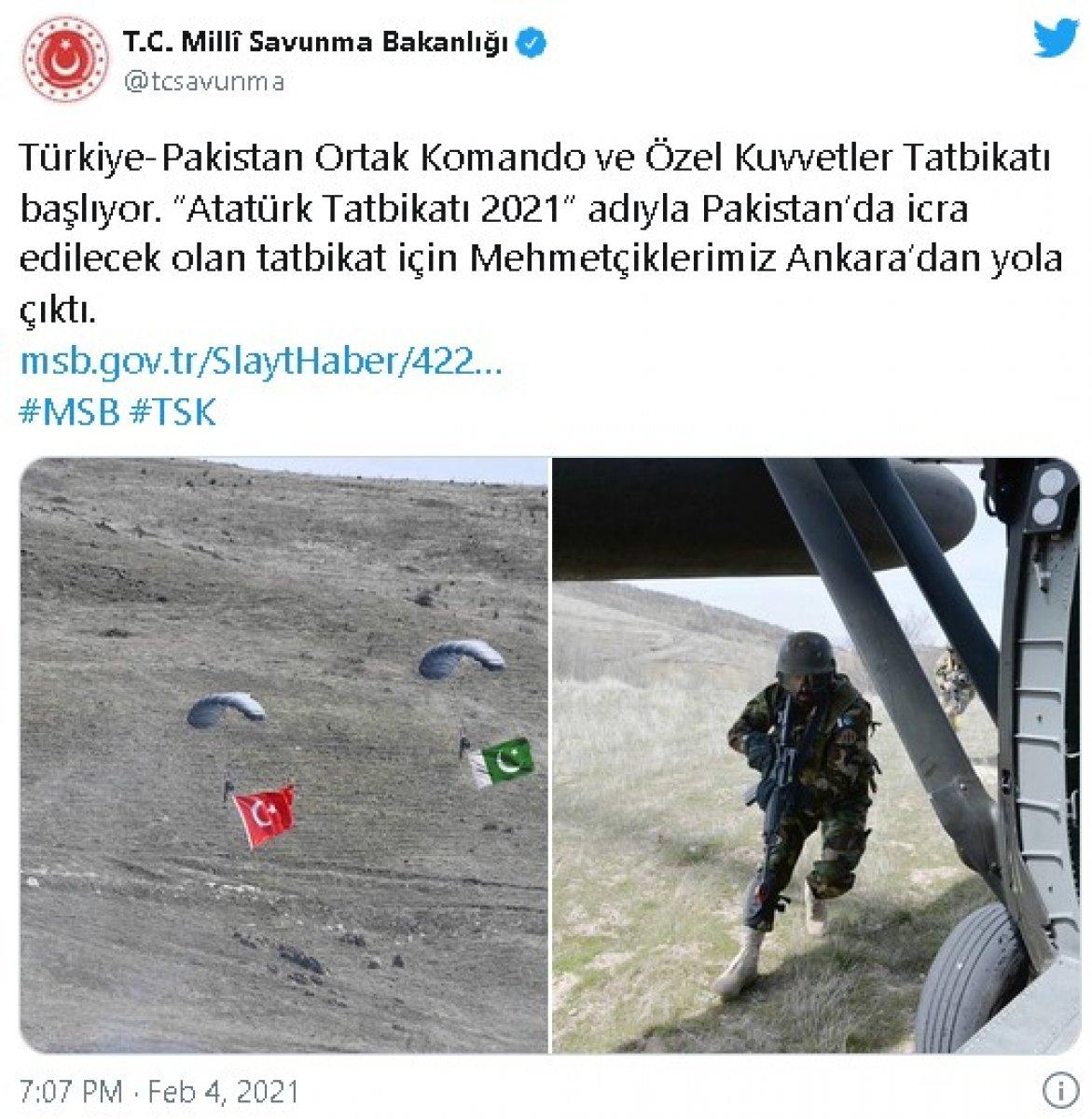 Türkiye ile Pakistan arasında ortak yapılan 'Atatürk Tatbikatı 2021' başladı