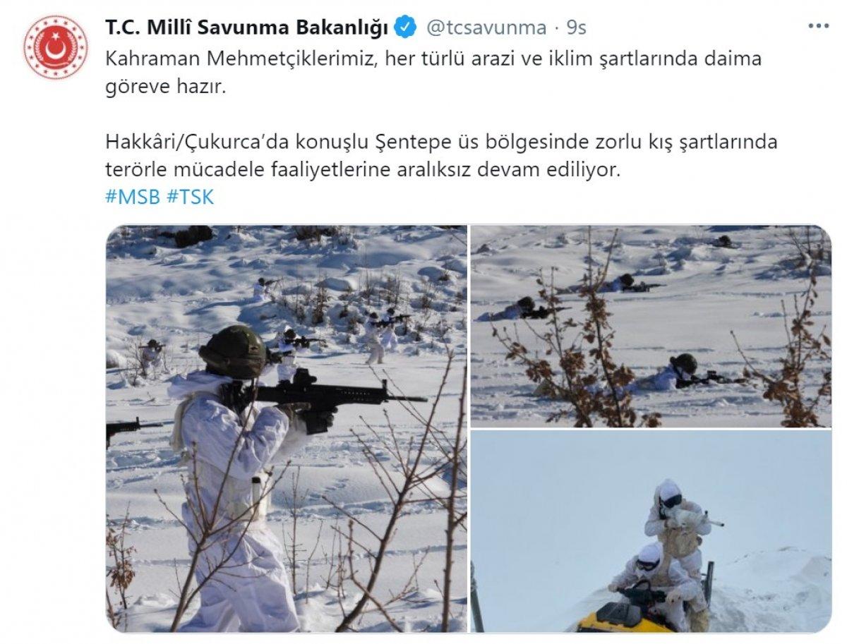 MSB, zorlu kış şartlarında görev yapan askerleri paylaştı