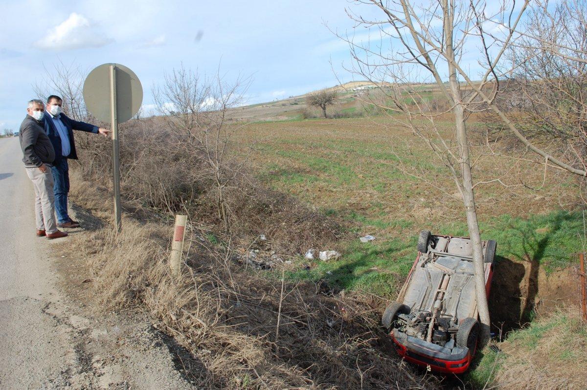 Tekirdağ'da yoldan çıkan otomobil su kanalına uçtu