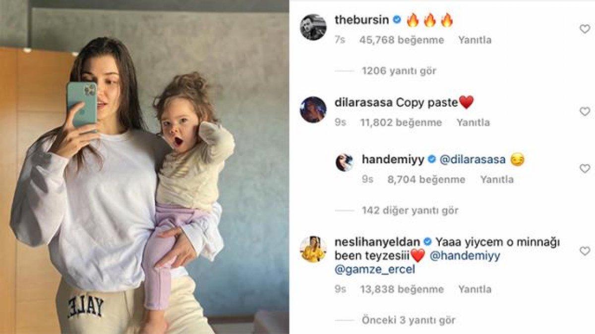 Hande Erçel'in duş sonrası paylaşımı