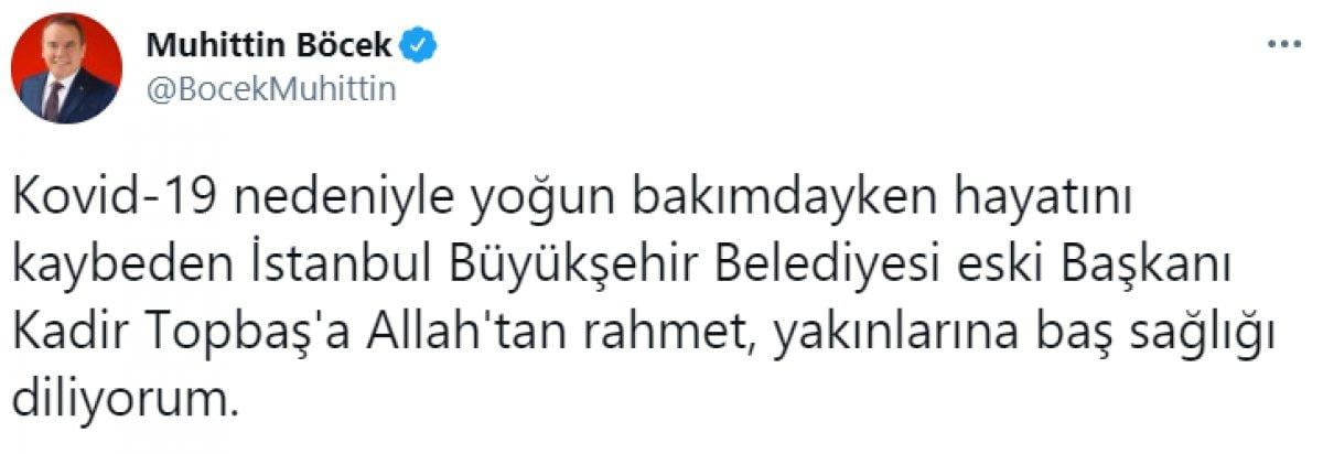 Tevfik Göksu'dan, Kadir Topbaş için başsağlığı mesajı