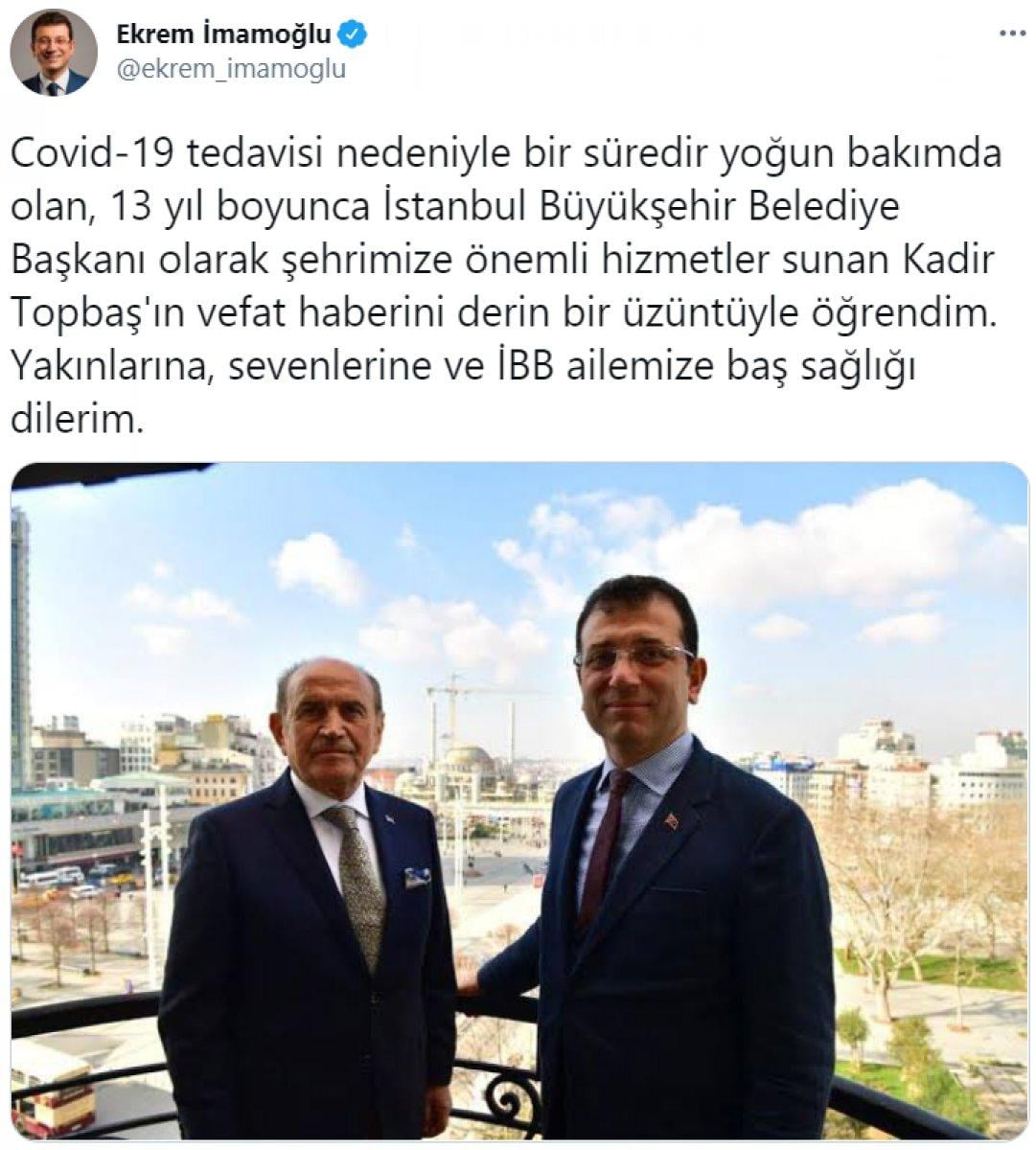 Tevfik Göksu'dan, Kadir Topbaş için başsağlığı mesajı